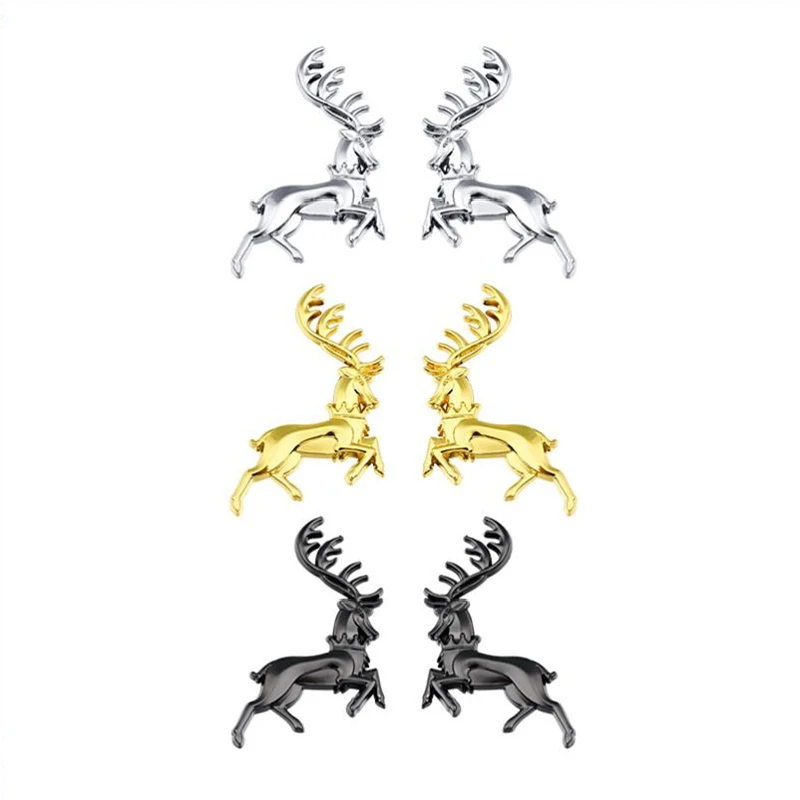 

WL 2pcs 3D Metal Animal Pattern Car Stickers Car-styling House Baratheon Emblem Universal Badge Window Door Waterproof Elk Decal