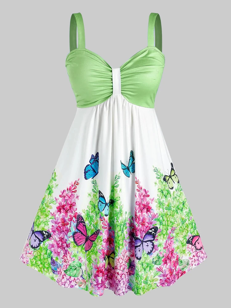 

Floral Tank Top Women Sexy Backless Wrap Top Blouse Casual Summer Sleeveless Graphic Tee Butterfly Print V Neck Tank Dress Tops