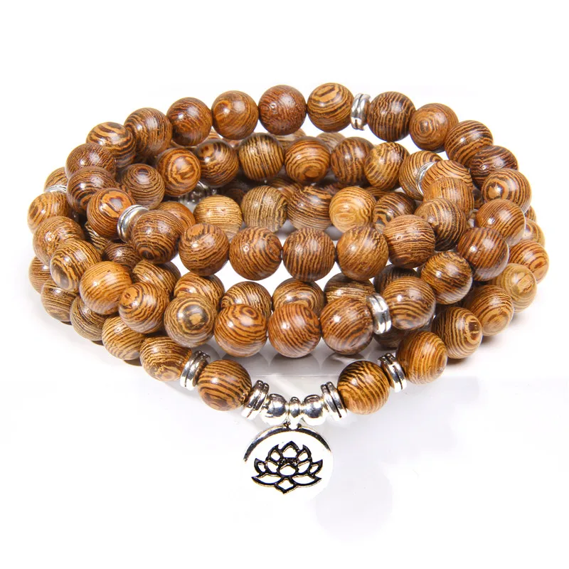 Подвеска-ом лотоса 108 бусин браслет настоящий Сандал буддийский Будда дерево