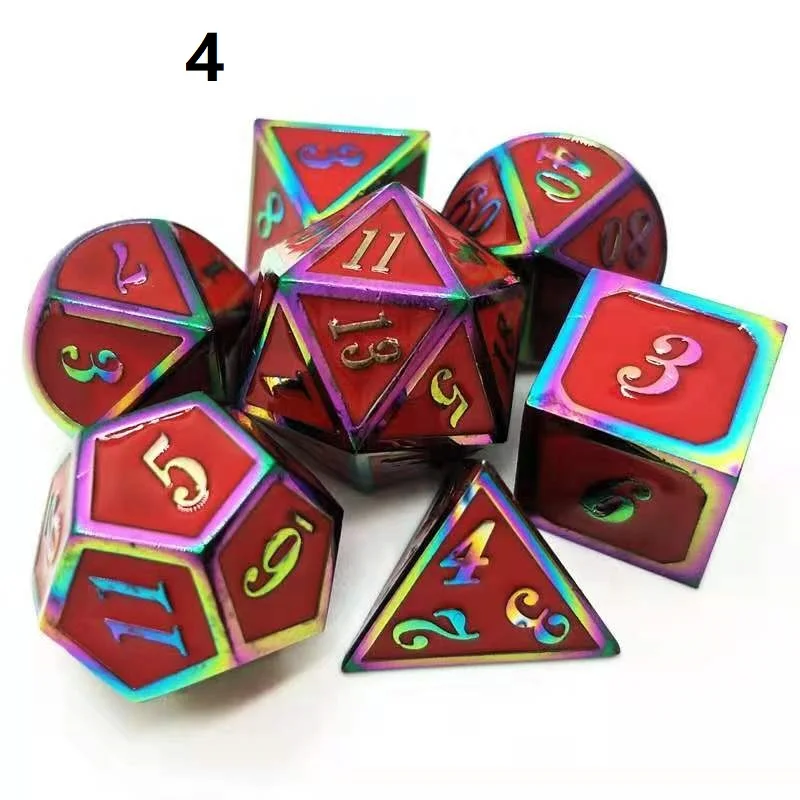Новейший высококлассный 7 шт./компл. игральные кости DND набор dados rpg игральные кости настольная игра d20 dobbelstenen dados rol металлические многогранные игральные кости
