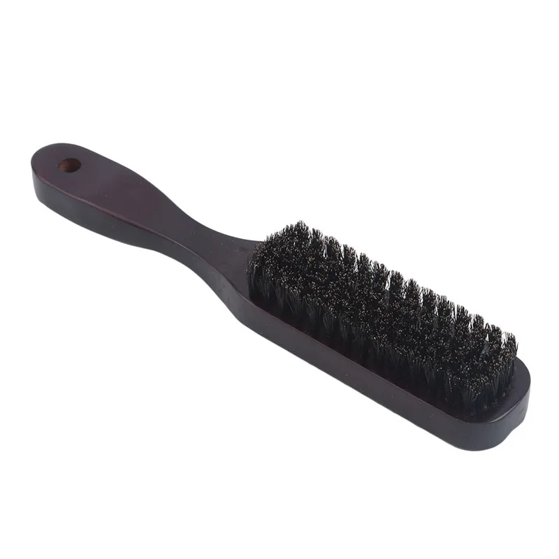 Black Wooden Handle Bristle Hair Brush Hairdressing Men Beard Anti Static Barber Styling Comb Shaving Tools | Красота и здоровье
