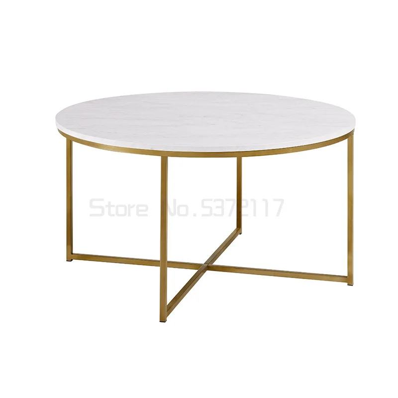 

Nordic gold round coffee table living room modern creative marble texture large table home furniture