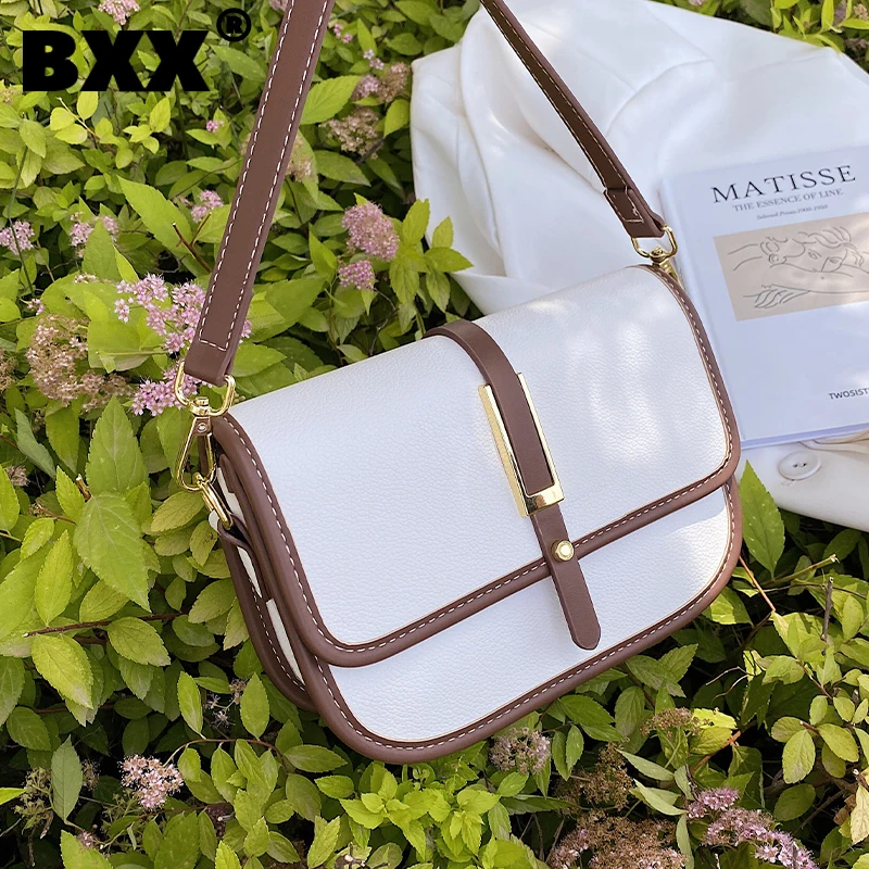 

[BXX] Simple PU Leather Crossbody Bags For Women 2021 Autumn Branded Shoulder Bag Handbags Trending Luxury Travel Hand Bag HS856