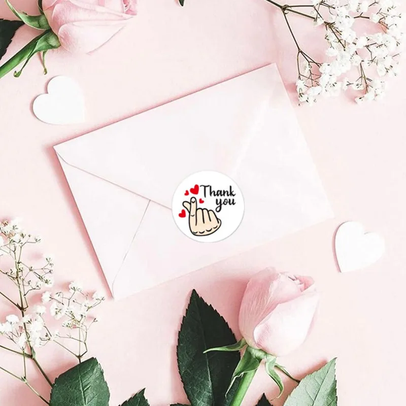 Новинка 500 шт. 1 дюйм наклейки с надписью Love Gesture Thank You | Канцтовары для офиса и дома