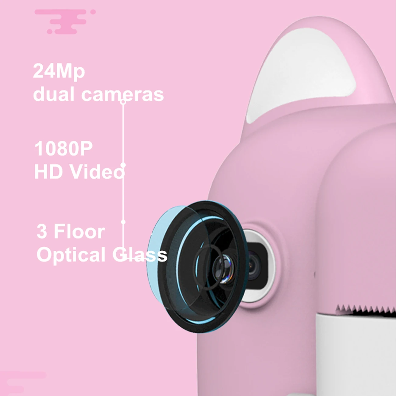 

2.4 Inch 1080p Instant Print Kids Camera Digital Dual Camera Children Cartoon Selfie Camera For Diy Birthday Gift