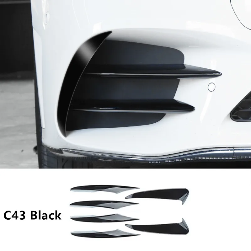 C43 Black Автомобильный Стайлинг передний бампер накладка на Противотуманные фары планки спойлер лоскут декоративное крыло отделка 6 шт. для Mercedes Benz C Class W205 - Название цвета: C43 Black