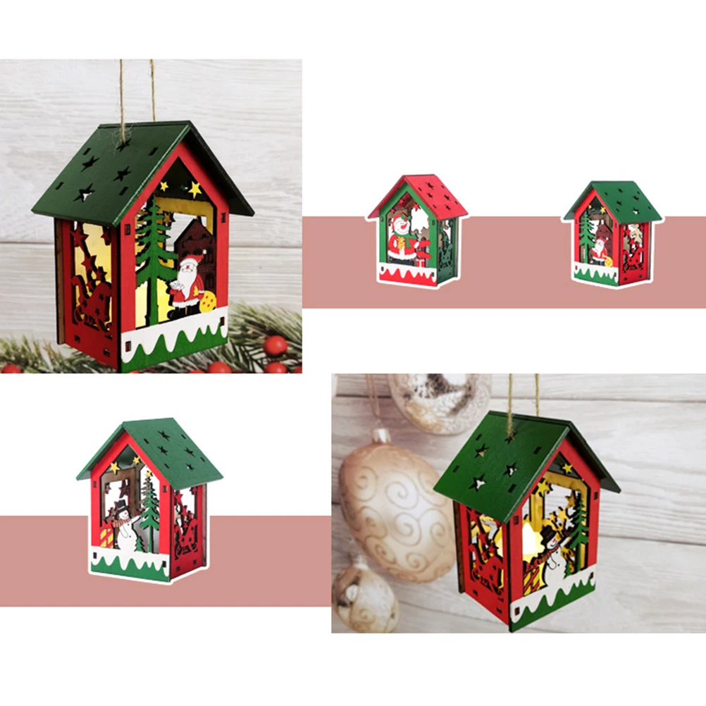 2021 новогодний светодиодный светильник деревянный дом рождественская елка