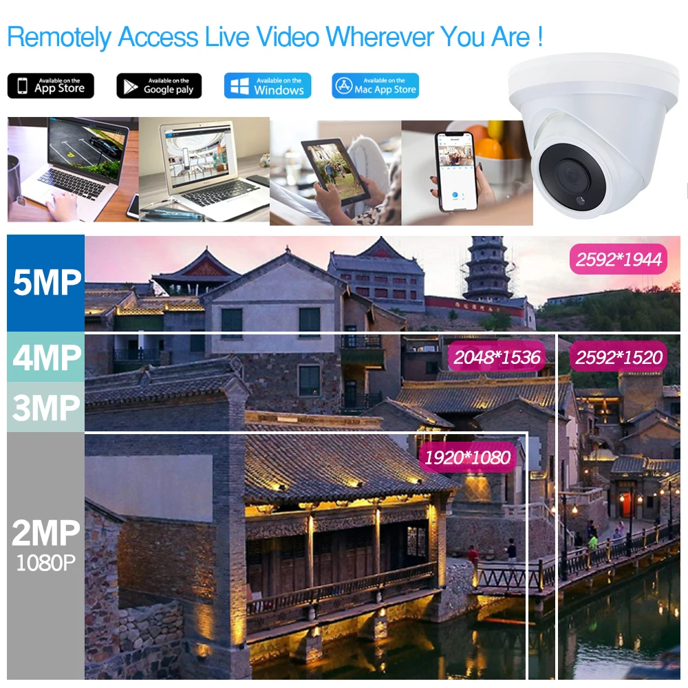 Купольная камера видеонаблюдения 4 канала 2 шт. ультра 5 МП POE с Hikvision | Безопасность