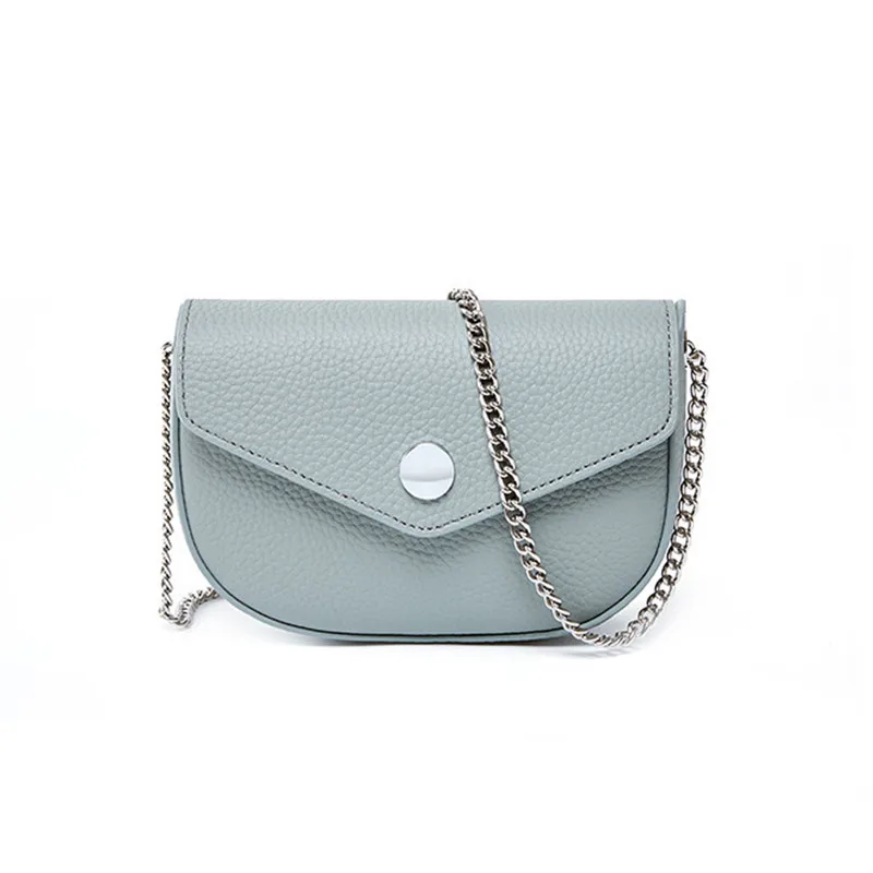 Женская сумка мессенджер на одно плечо с цепочкой из воловьей кожи Новинка лета