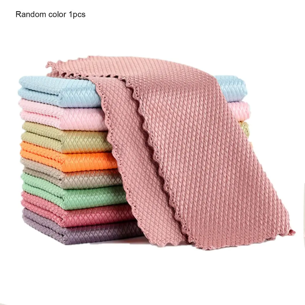 

Lightweight And Portable 10pcs Fish Scale Wipe Cloth Wavy Hemming Double Sided Concave Convex Texture High Quality Dropshipping