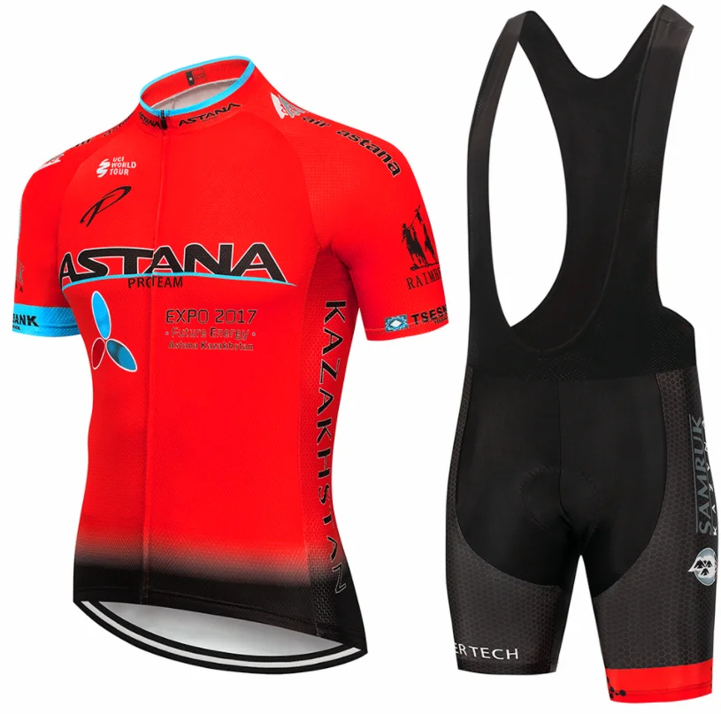 Cycling suit Новая синяя велосипедная майка Астана 9D набор велошорт Быстросохнущий велосипед для мужчин одежда команда pro кофта для велоспорта Culotte - Цвет: Cycling suit