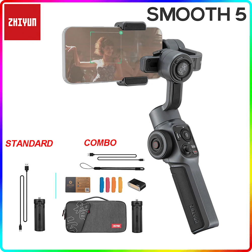 

3-осевой Ручной Стабилизатор Zhiyun Smooth 5 для смартфонов iPhone 13 12 11 Pro XS X SE Samsung S20 S10 Huawei Xiaomi POCO