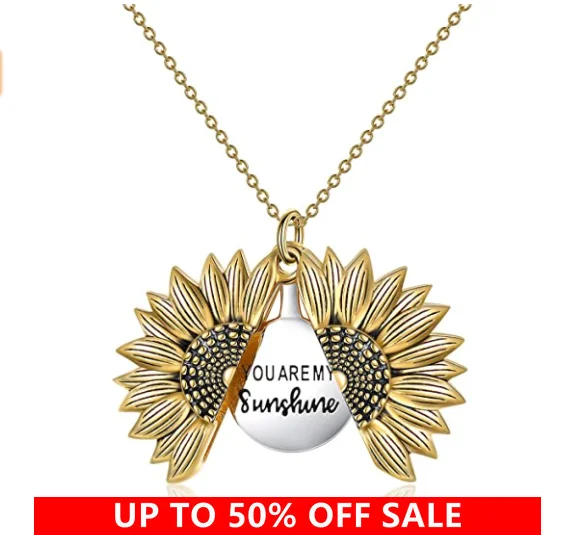 

You Are My Sunshine Sunflower Pendant Necklace For Women Jewelry Gift