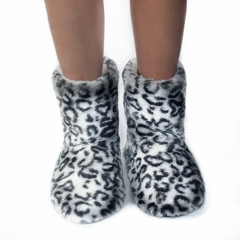 Тапочки Suihyung женские домашние хлопок леопард удобная мягкая теплая плюшевая