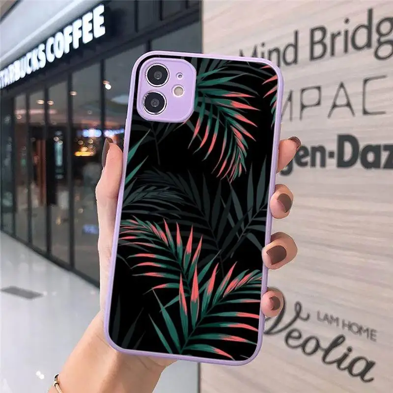 

Tropical green plant banana leaf leaves Phone Case Matte Transparent for iPhone 7 8 11 12 s mini pro X XS XR MAX Plus cover