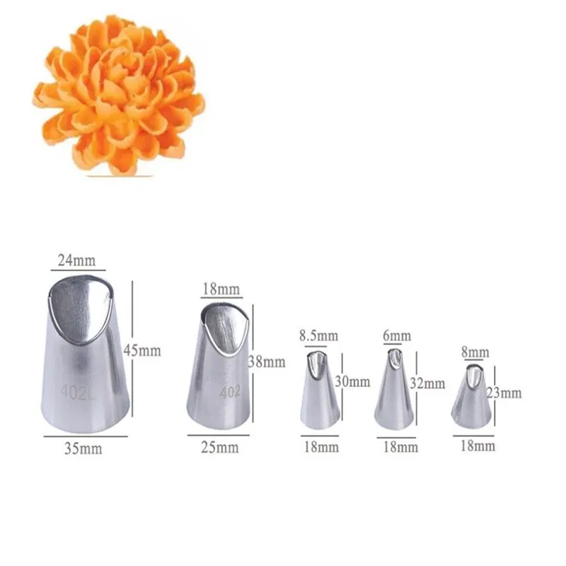 

3-5pc/set chrysanthemum Nozzle Icing Piping Pastry Nozzles Tips Kitchen Gadget Baking Accessories Making Cake Decoration Tools