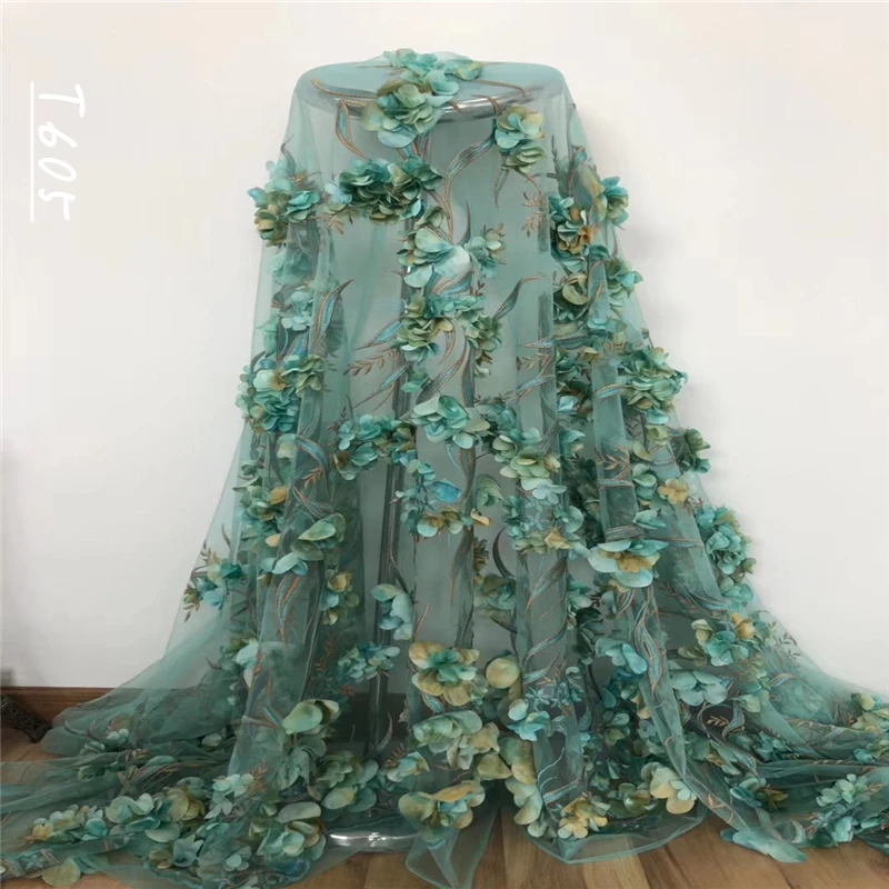 Модная африканская кружевная ткань высокого качества 3D Цветочная вышивка с