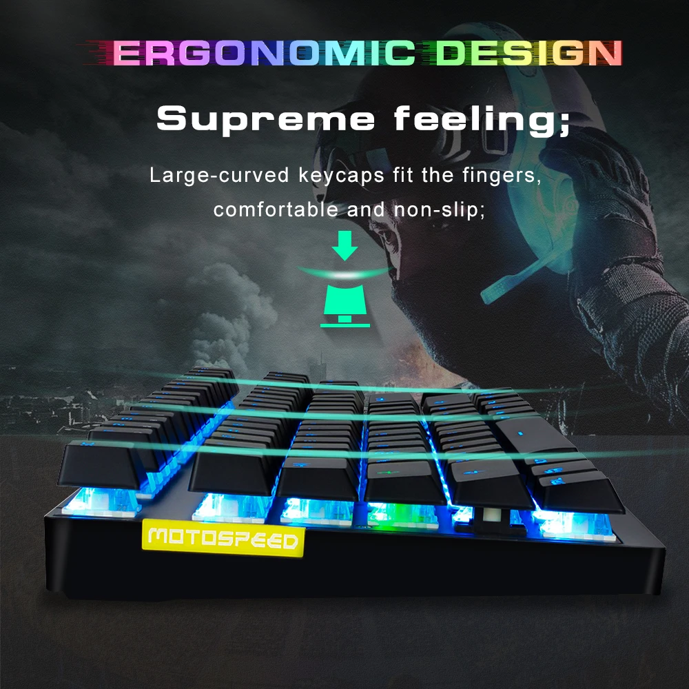 

Motospeed Mechanical Gaming Keyboard 87 Key Wired Red Switch RGB Backlight Anti-Ghosting for PC Computer Russian Gamer Keybords