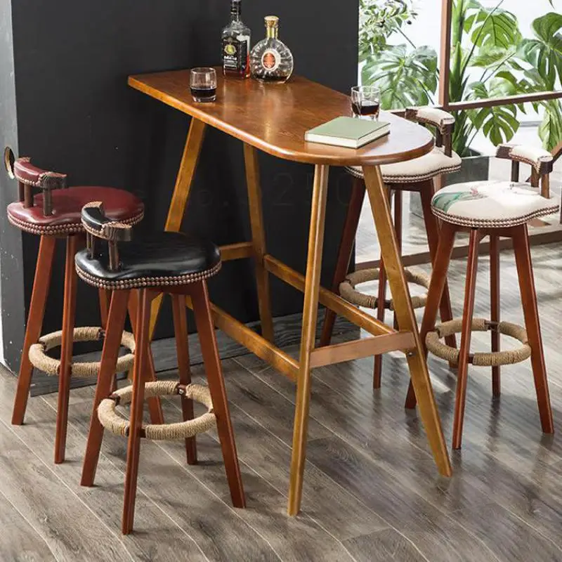  Bar stools home high Nordic rotating bar chair solid wood tables and chairs stool |
