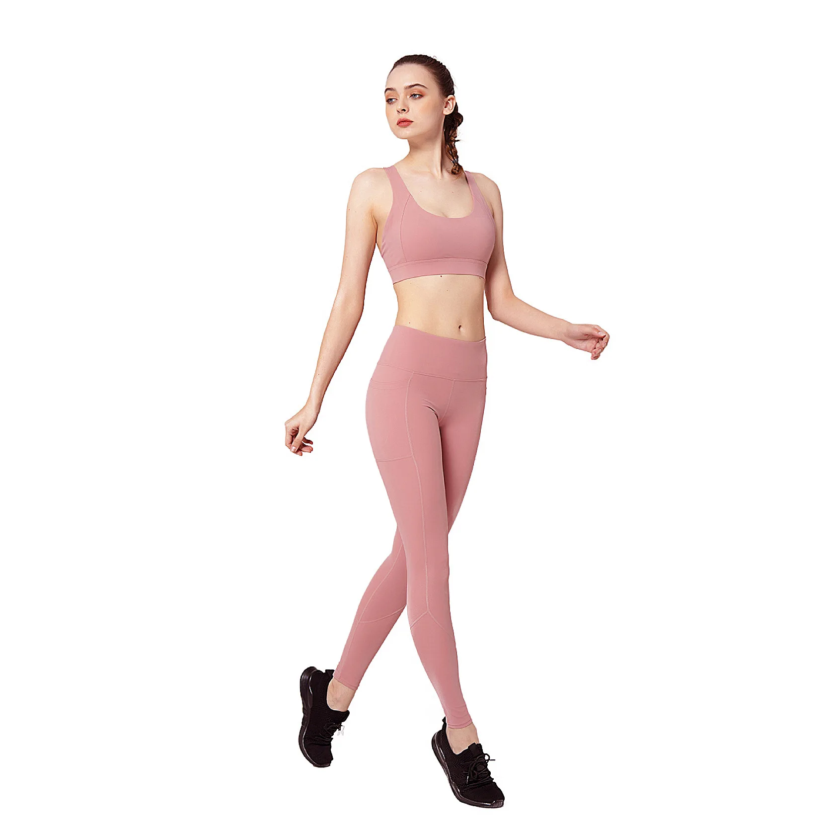 

CXUEY Jogging Femme Sport Yoga Set Fitness Clothing Push Up Workout Gym Sportswear Woman Tracksuit Legging Wear 2 Piece Pink Ins