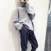 autumn winter women knitted turtleneck cashmere sweater 2021 casual basic pullover jumper batwing long sleeve loose tops