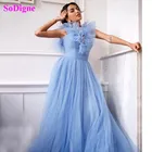 Длинное Тюлевое платье с высоким воротником, с оборками, на заказ, 2021