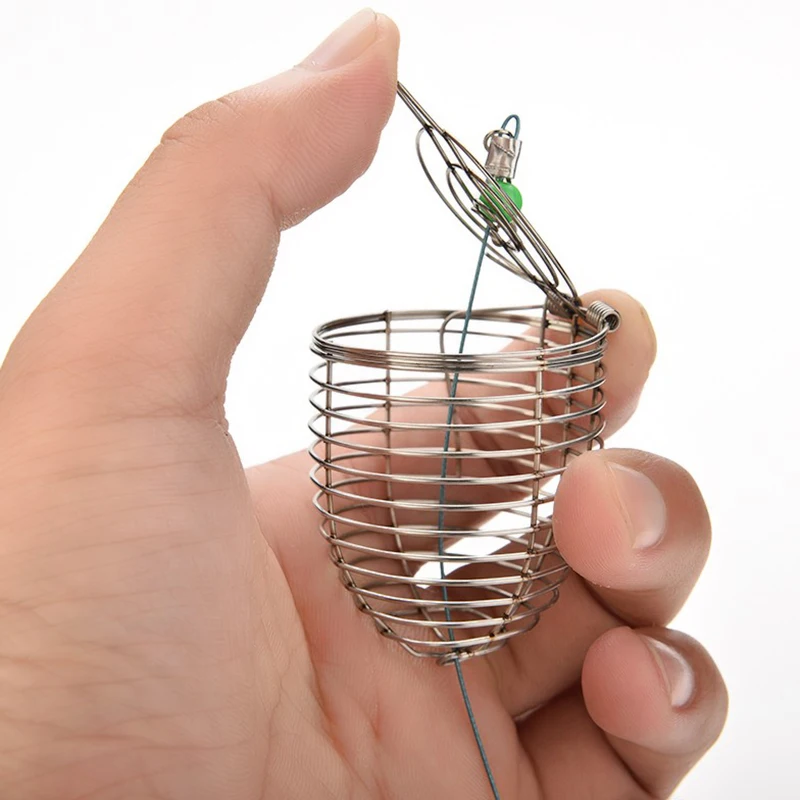 

Outdoor Steel Wire Fishing Lure Cage Fish Bait Cage Fishing Trap Feeder Holder Basket A8A7