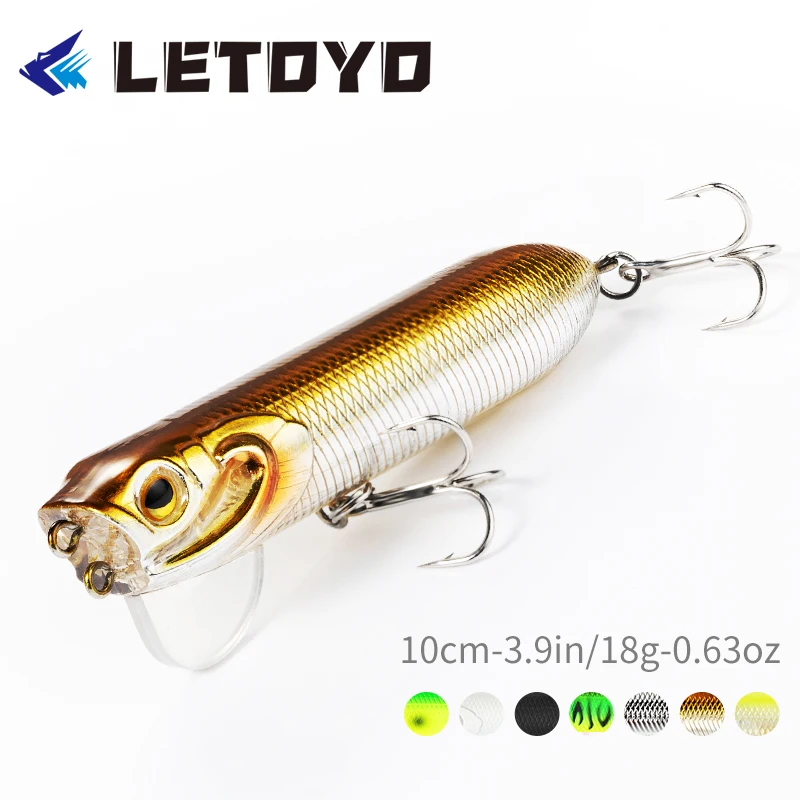 

LETOYO LHB028 Laser Pencil Popper Lures 100mm 18g Minnow Hard Bait Topwater Wobblers Switchable Tongue Plate Inset Lead Tackles