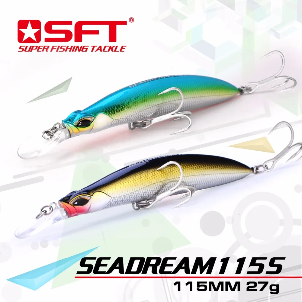 

SFT Seadream 115S 115mm/27g Sinking Minnow Lure With Nice Box Wobbler Fishing Lure Pesca leurre 14 colors