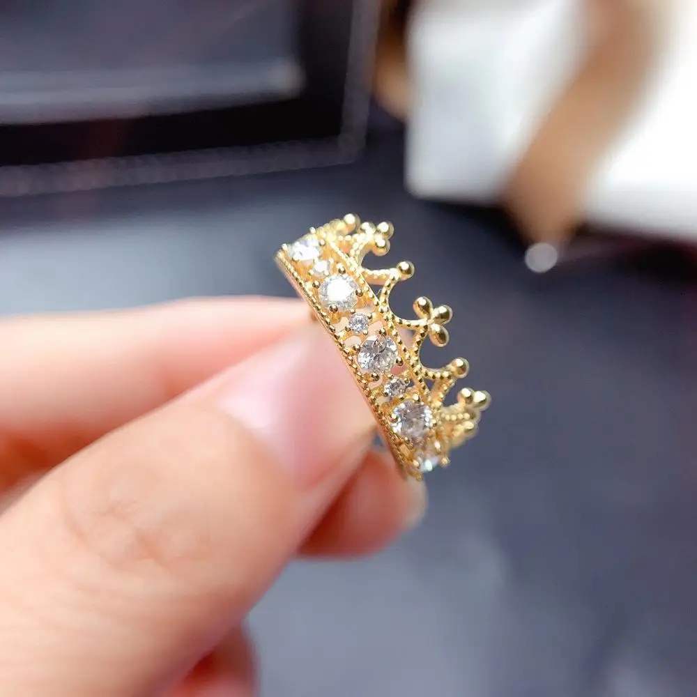 

MeiBaPJ 3 мм белое бриллиантовое кольцо с муассанитом в виде короны для женщин серебро 925 пробы изящные свадебные украшения