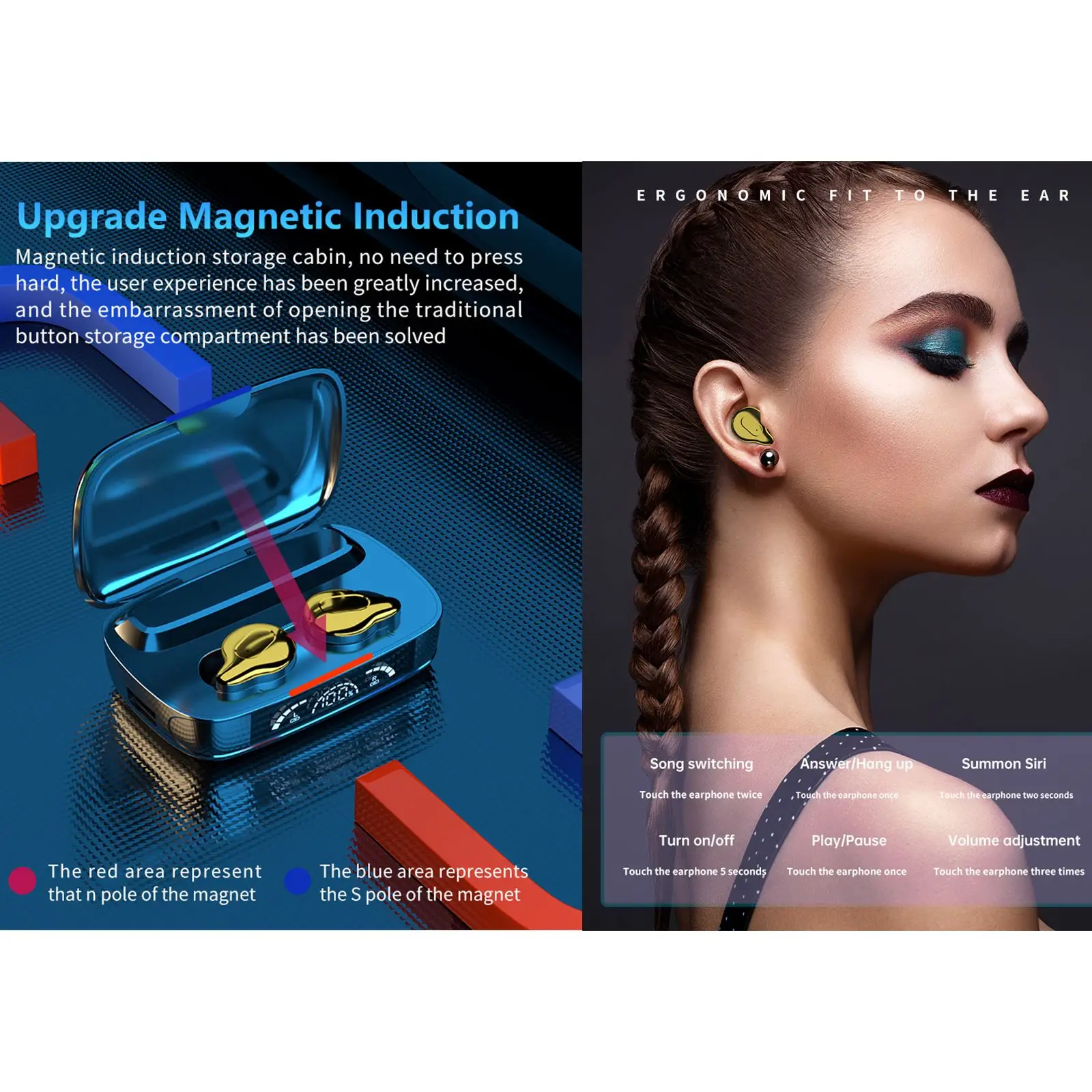 TWS Earphone Wireless BT5.1 IPX7 Waterproof In-Ear Sports Hi-Fi With 2000mAh LED Display Charging Box | Электроника