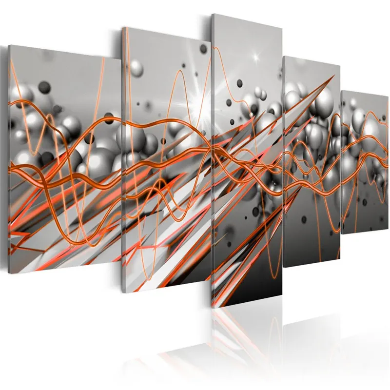 5 панелей мяч плакат Современная Абстрактная Картина на холсте красочные линии