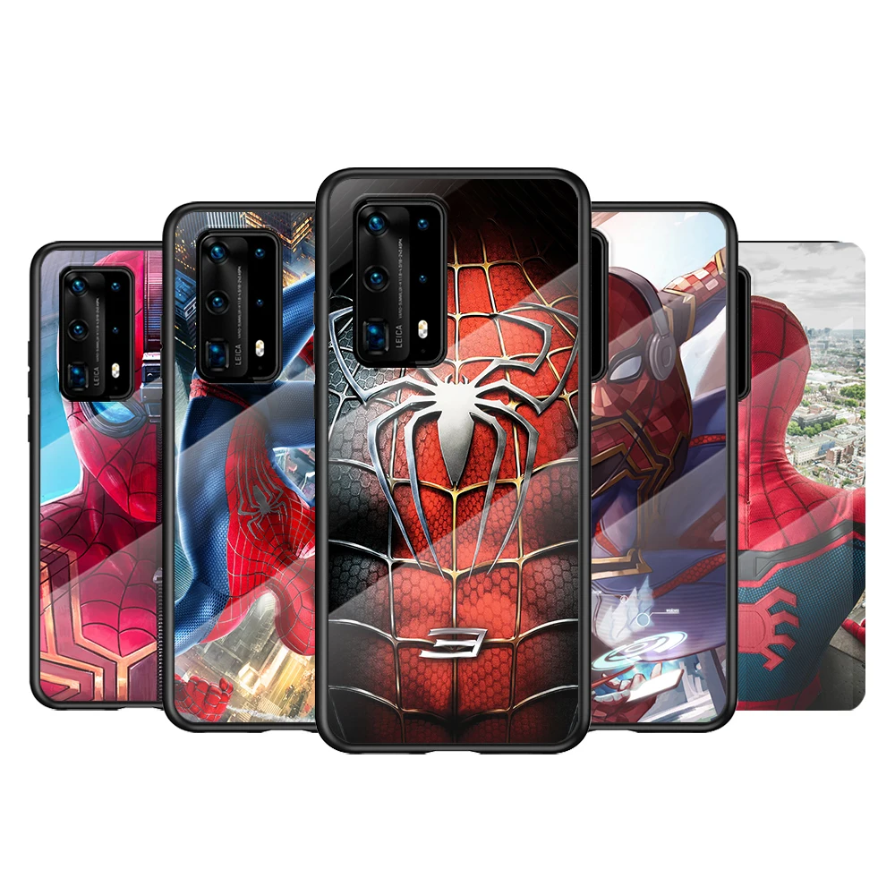 

Tempered Glass Cover Marvel Spider Man Sport For Huawei P40 P30 P20 P10 Pro Plus Lite 5G 2019 Phone Case
