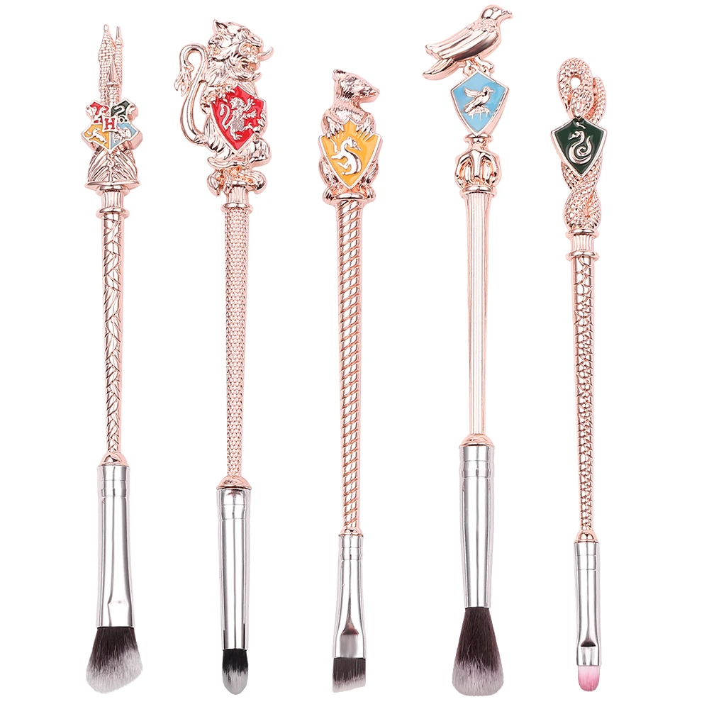 Movie Makeup Brushes Set Hogwarts Magic School Badge Enamel Animal Cosmetics Pro Eyeshadow Brush Eyebrow Lip Makeup Tool Kit