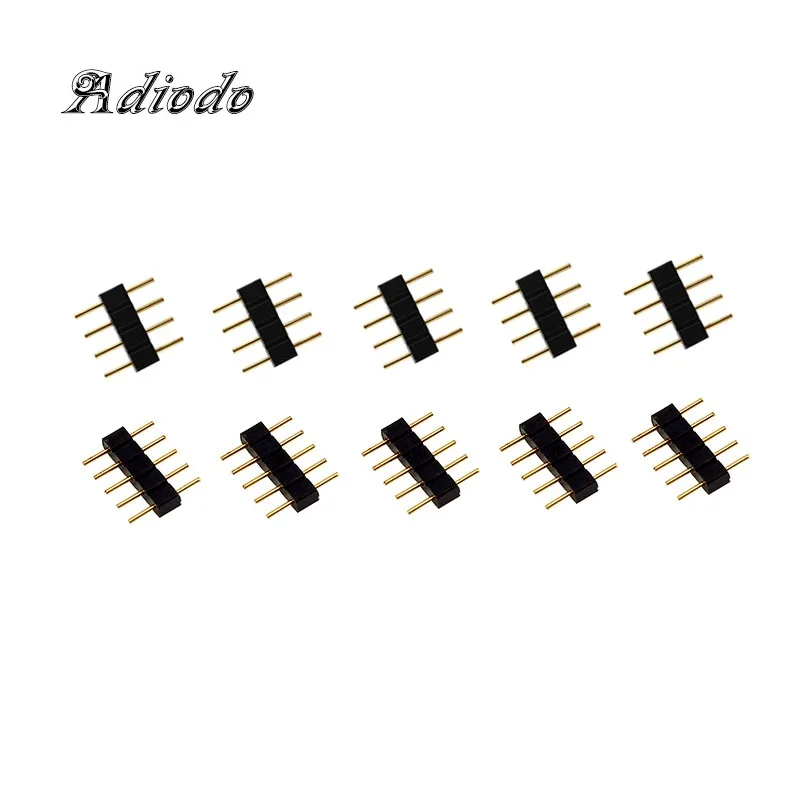 50pcs/lot 4pin / 5pin RGB RGBW connector 4 pin 5 core Round Needle Light Strip Male And Female Head Connector | Обустройство дома