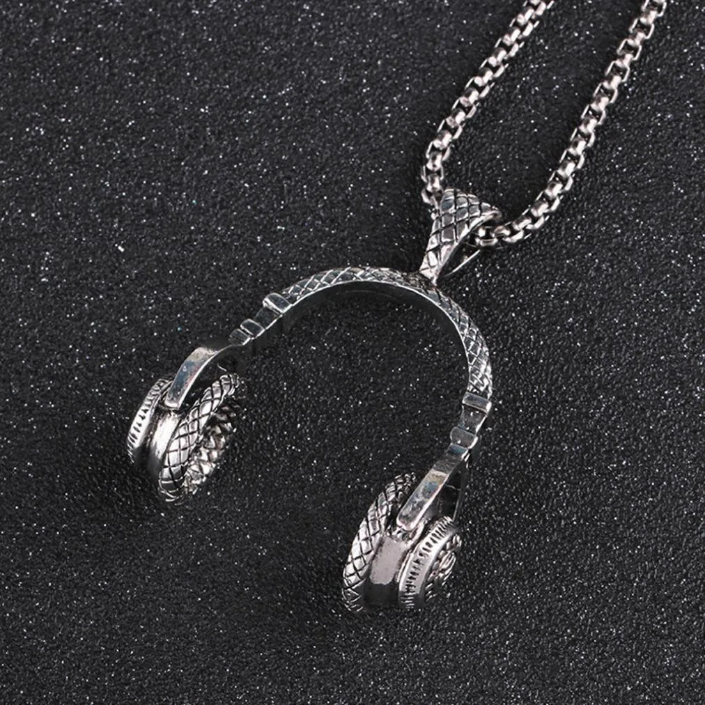 Мужские ожерелья в стиле хип хоп панк микрофон наушники подвеска цепочка