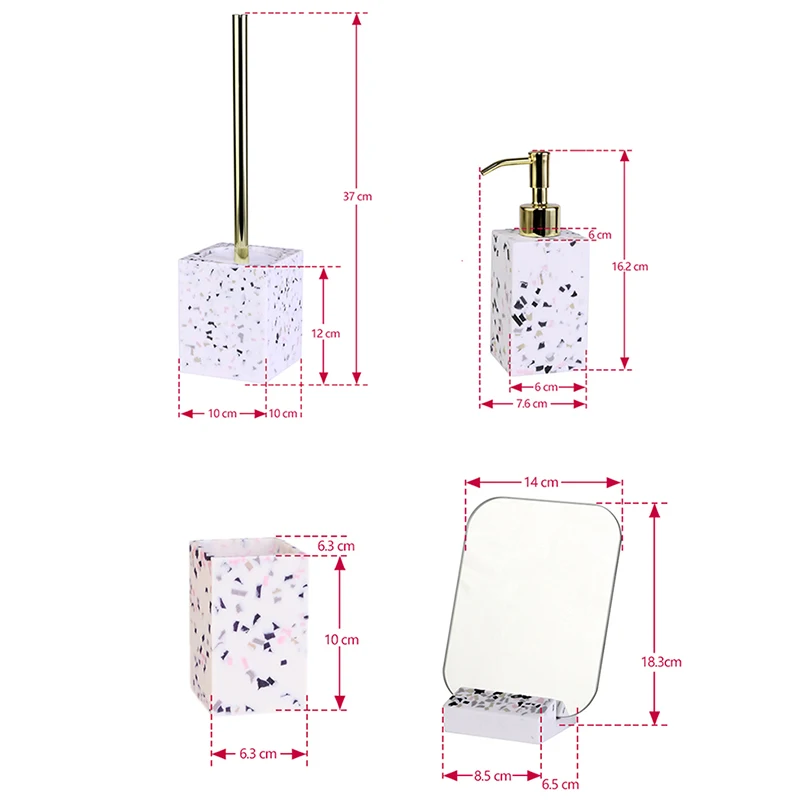 

Terrazzo Wash Cup Set Bathroom Sink Light Luxury Bathroom Supplies Household Creative Mouthwash Cup Four-Piece Set
