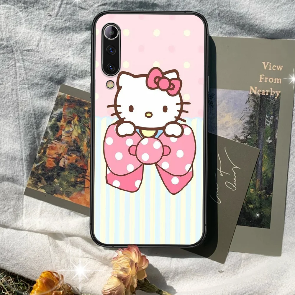 

pink kitty cat cute Phone case For Xiaomi Mi note 10 A3 9 MAX 3 A2 8 9 Lite Pro ultra black Coque Tpu Bumper Fashion Cell