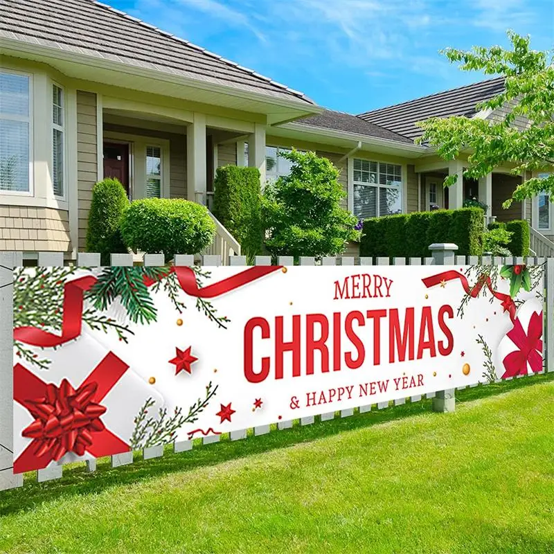 

Рождественский баннер с надписью "Merry Christmas", декоративные баннеры для дома и улицы, новый год 2022, настенный постер для коридора, баннер