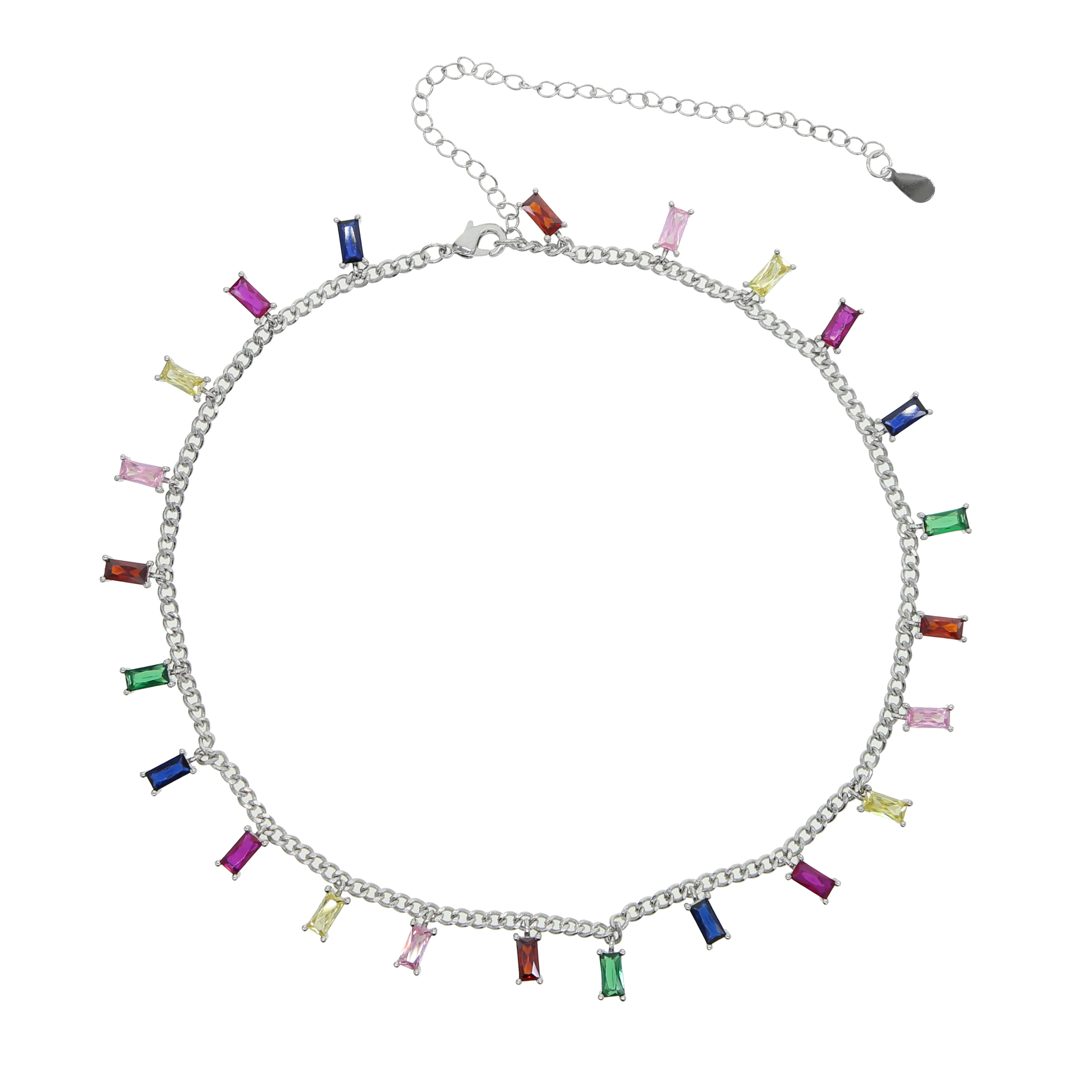 Геометрические багет кубического циркония cz станция звено цепи Радуга красочные