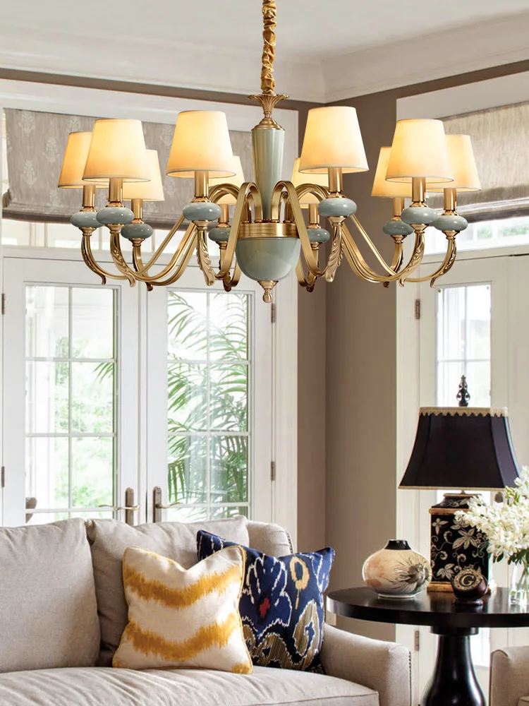 

Modern ceiling chandeliers living ceramics chandelier lighting dining copper chandelier with porcelain brass Fixtures bedroom