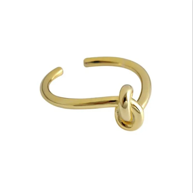 

YIKUF88 2021 NEW S925 Sterling Silver Women Ring Knotted Ring Open Female Ring Silver Ring