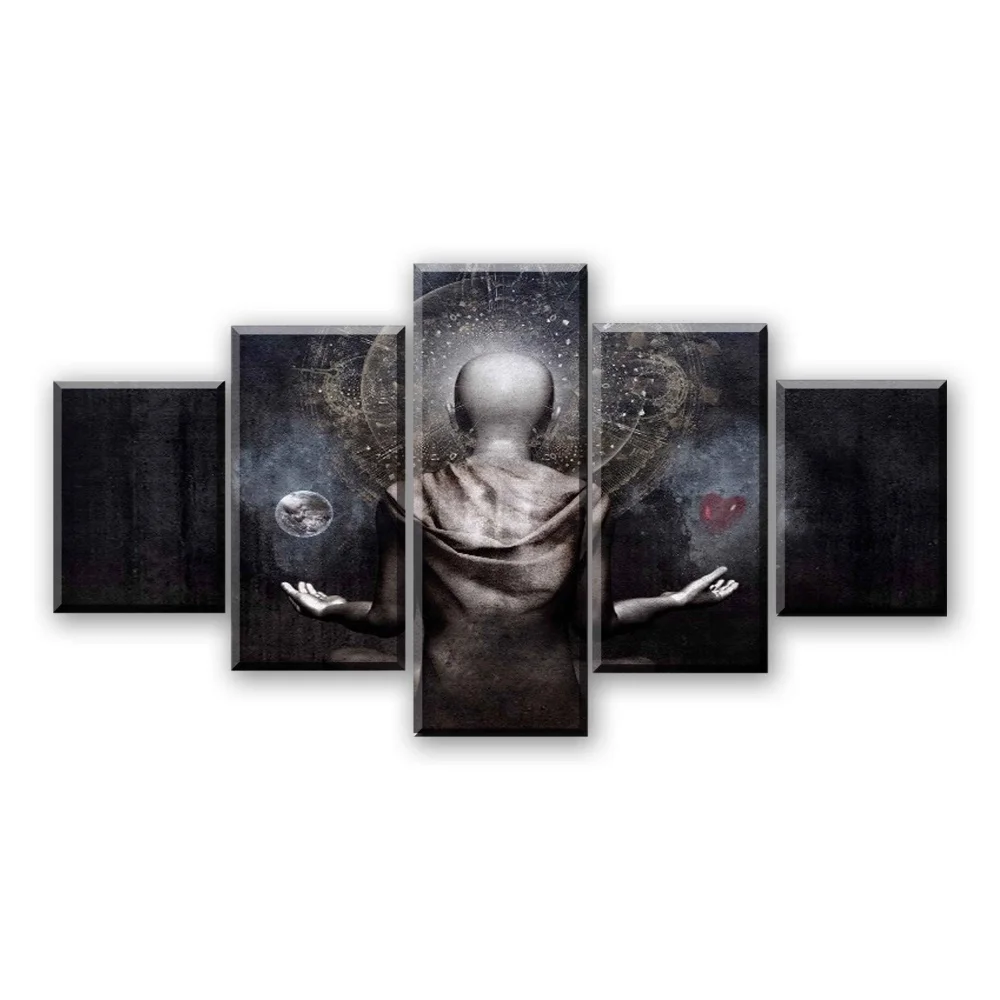 

Modern Painting Frame 5 Panel Buddha Landscape Frame Art Poster Wall Picture Home Decor Print On Canvas For Living Room