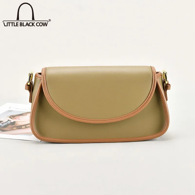 

Fashion Small Crossbody Bags Women Vintage Saddle Flap Bags Famous Brand Solid Color Cow Split Leather Sling Shoulder Bag