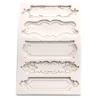 retro mirror frame silicone mold fudge cake polymer clay decoration diy mold silicone frame durable design