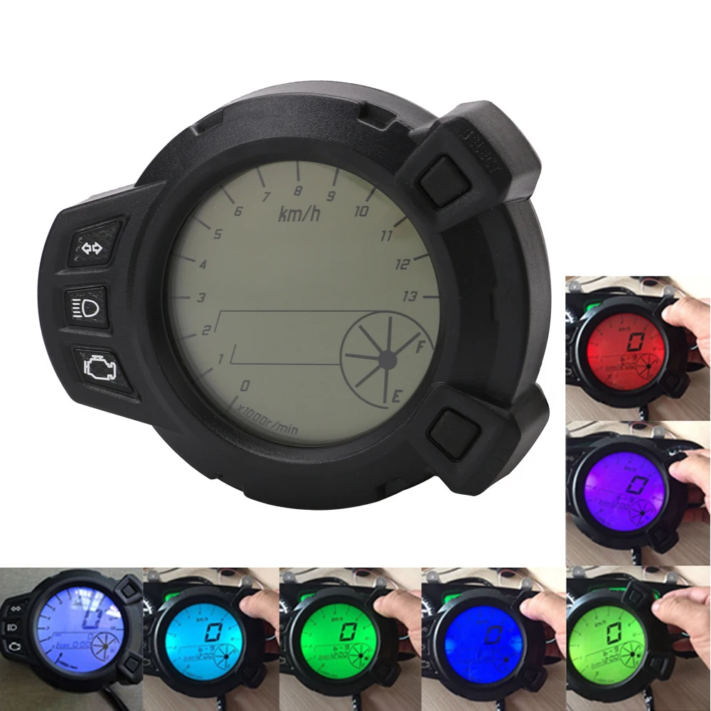 

unverisal motorbicycle instrument modification large displacement LED display speedometer 7 color meter for yamaha