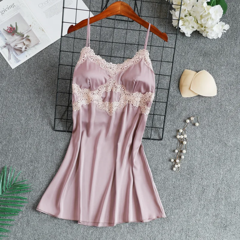 Атласное Ночное платье женская элегантная ночная рубашка сексуальная