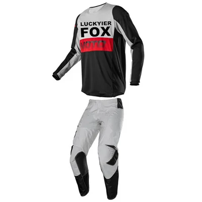 180 FYCE GREY LUCKYIER FOX костюм для мотокросса 180 комплект передач Джерси брюки комбо Dirt Bike ATV MX одежда для внедорожных гонок - Цвет: 180 FYCE GREY