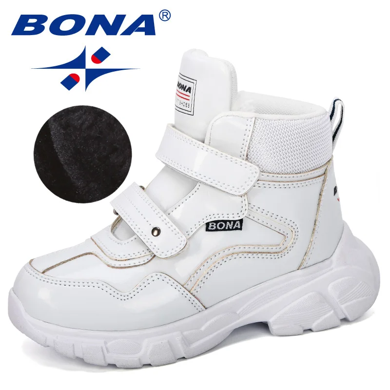 White BONA/Новинка года; дизайнерская обувь на платформе; детские полуботинки; сапоги из лакированной кожи, увеличивающие рост; детская обувь на толстой подошве; на застежке-липучке - Цвет: White
