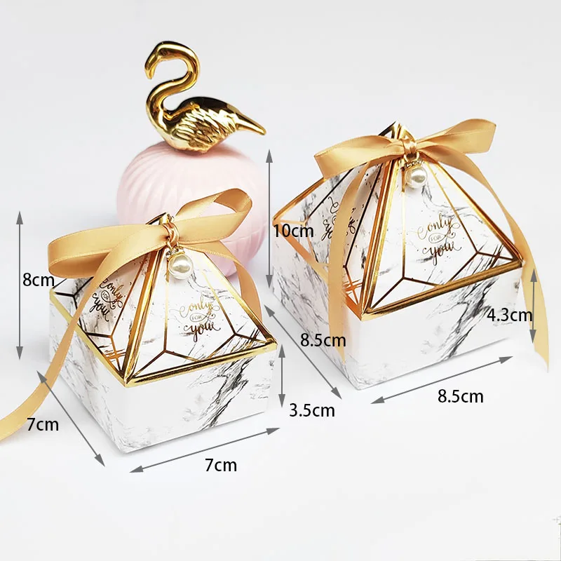 

New Paper Gift Box Gem Tower Candy Box with Ribbon Bead Wedding Favor Decoration Baby Shower Packaging Event & Party Supplies